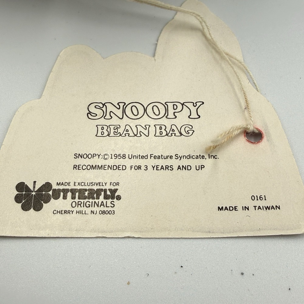 Vintage 1958 Snoopy Plush Bean Bag Butterfly Originals Taiwan Peanuts NWT - Picture 7 of 7